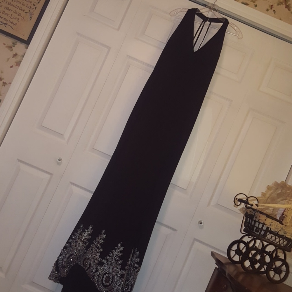 Floor length fully lined prom dress with beadwork
